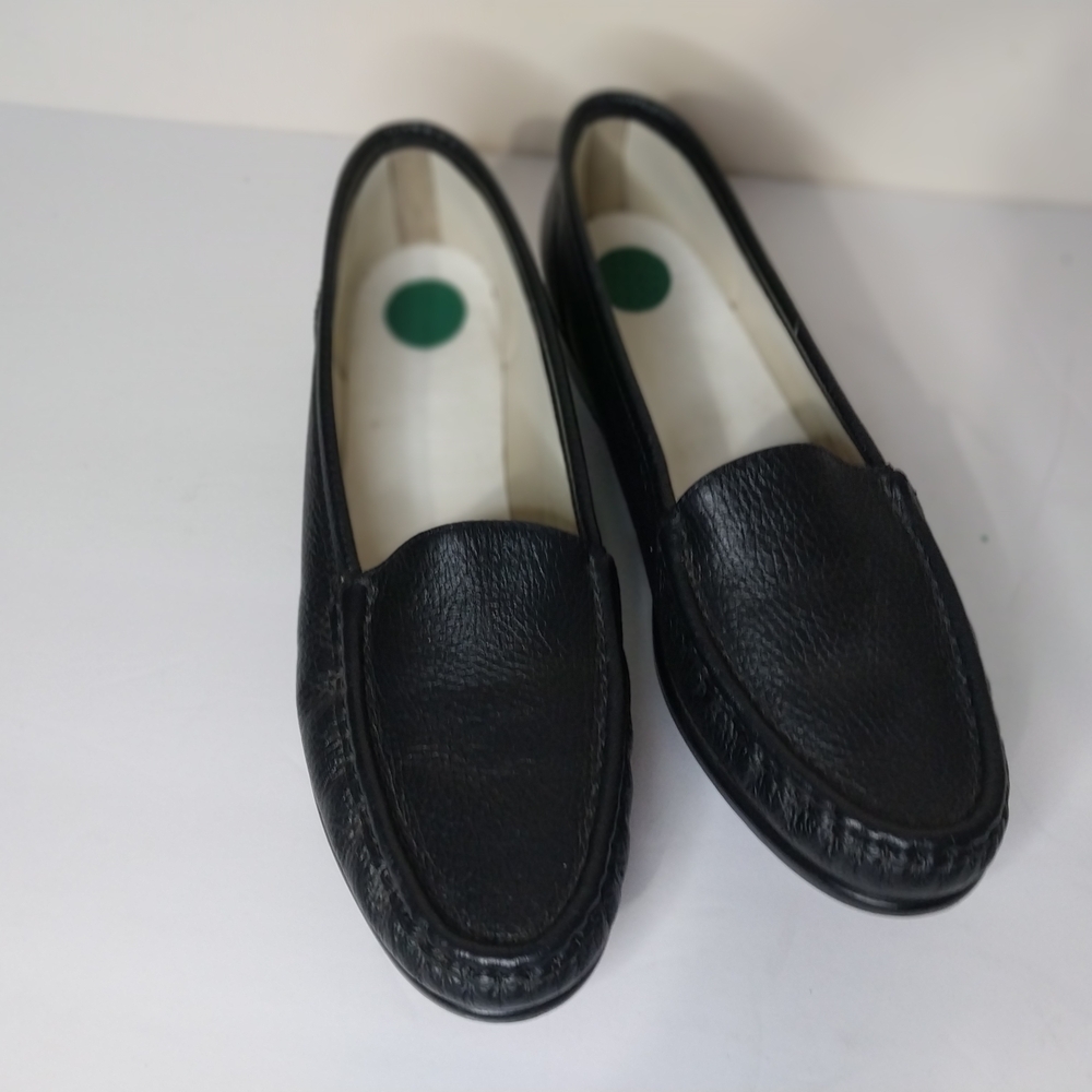 SAS Black Leather Slip-On Loafers